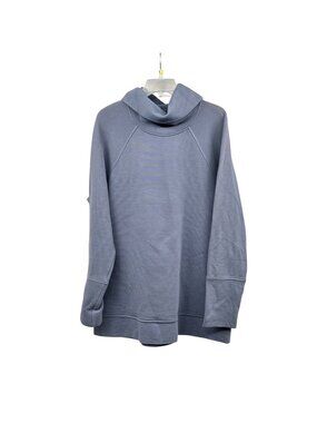 Saint+Sofia Womens Ribbed Tunic Top Cowl Neck Blue Gray Size 14 Pockets